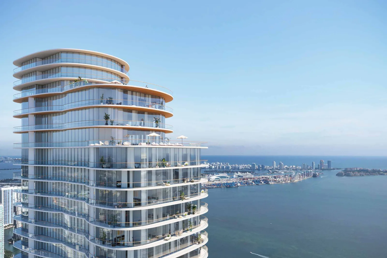 Render delle Cipriani Residences a Brickell, Miami — esempio di nuova costruzione luxury in Florida